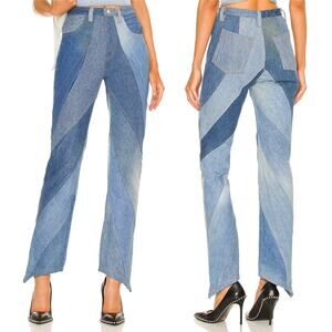 EB DENIM Vien Patchwork Jeans Women’s Size Medium Blue Straight Leg Reclaimed